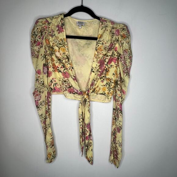 Hemant And Nandita Yellow Floral Pria Crop Top Size XS - Picture 3 of 9